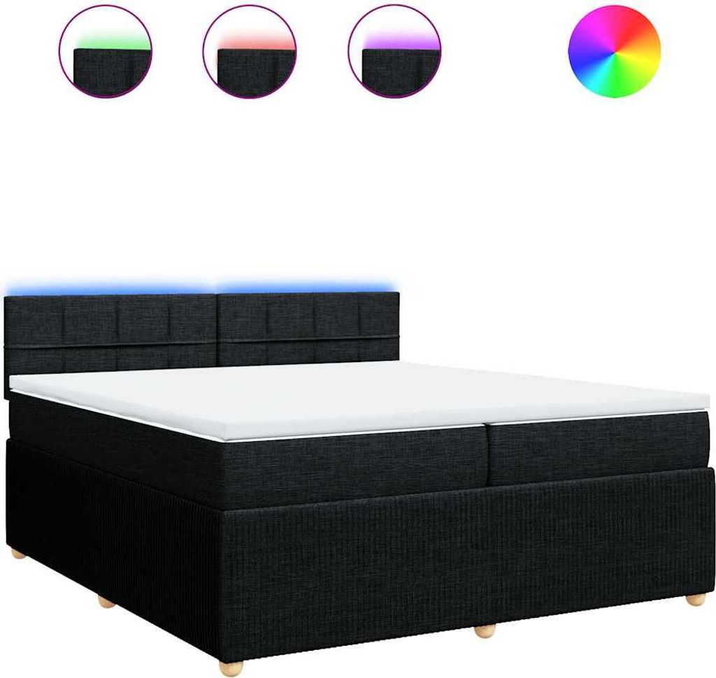 vidaXL Boxspringbett mit Matratze Schwarz 200x200 cm Stoff