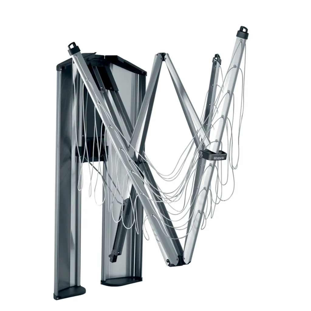 Séchoir Mural Wallfix Brabantia 24m avec Boîte de Rangement Inox Durable