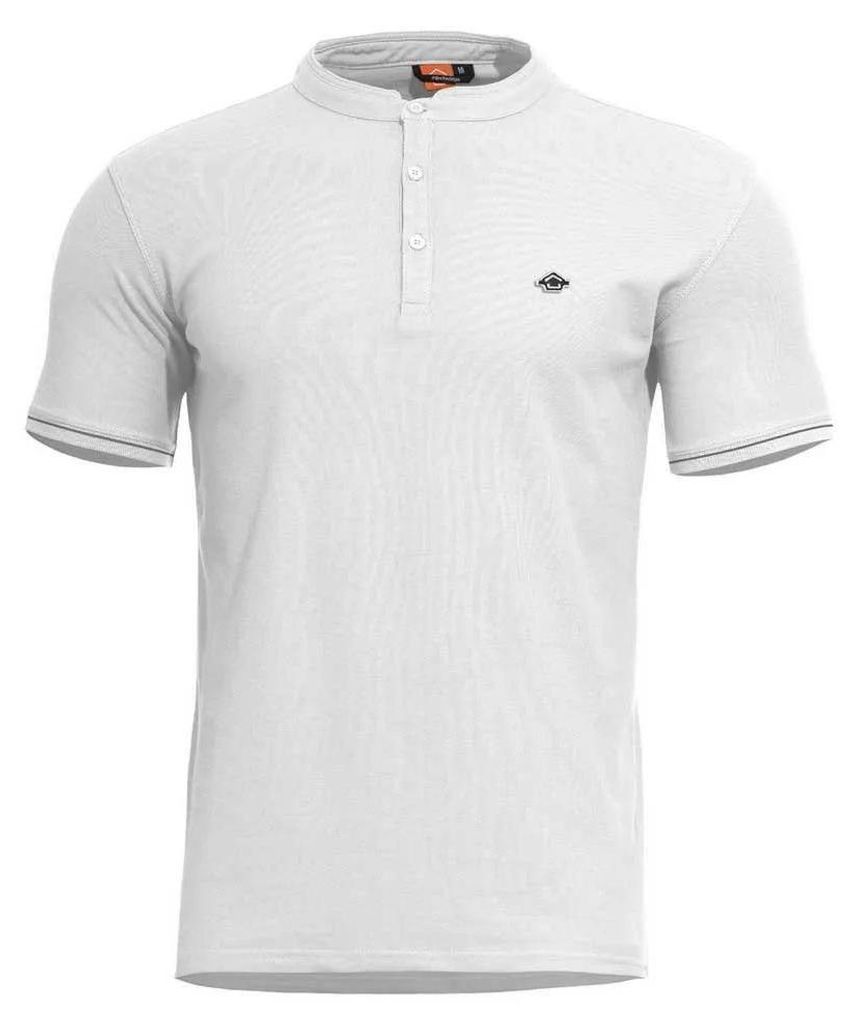 Pentagon T-Shirt mit Knöpfen Levantes Henley, weiß