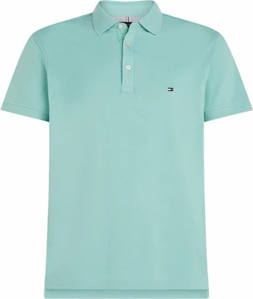 Tommy Hilfiger Polo Baumwolle Slim Fit Hellgrün 3-Knopf