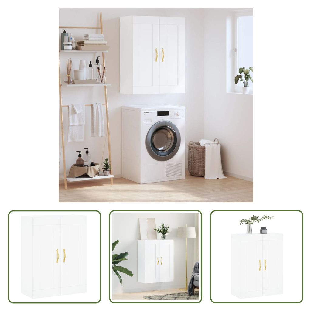 The Living Store Wandschrank Weiß 69,5x34x90 cm Holzwerkstoff