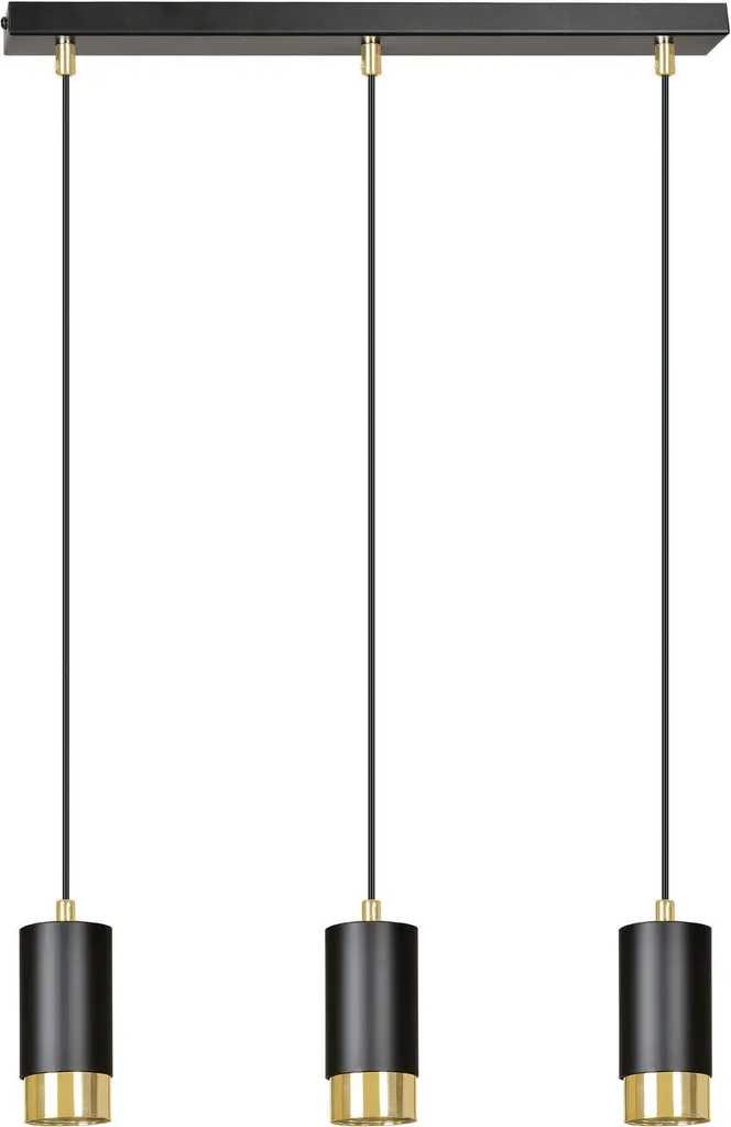 Plafonnier Lustre Moderne FUMIKO 3 Noir et Or - Luminaire 3 Spots