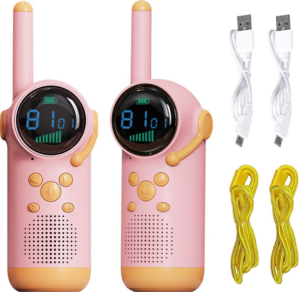 (Rosa +Rosa) Walkie Talkie für Kinder, 22 Kanäle, 2-Wege-Funkgerät, 3 km lange Reichweite, Walkie-Talkies-Handheld, Geschenkspielzeug für Junge...