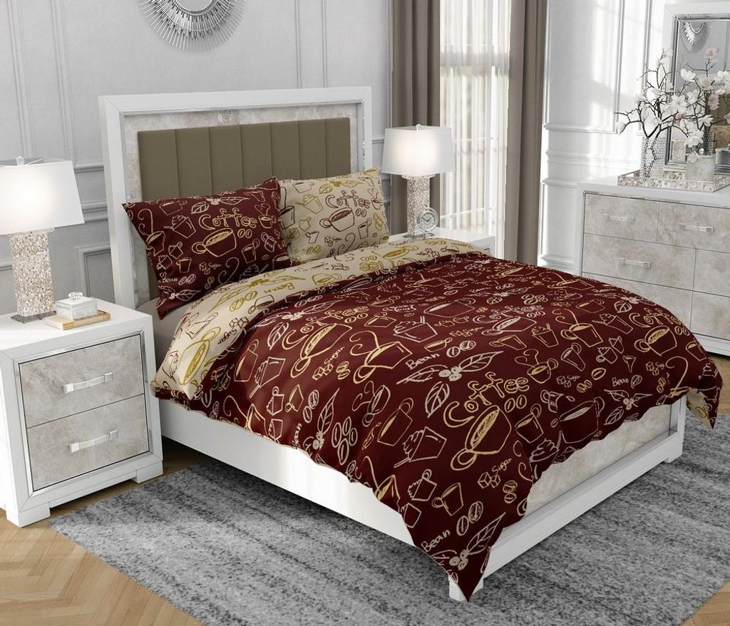 Bettwäsche 160x200 cm + 2x70x80 cm, 3-teilig, 100% Baumwolle, Satin, Reißverschluss, Bunt - SOVIO | So.9002