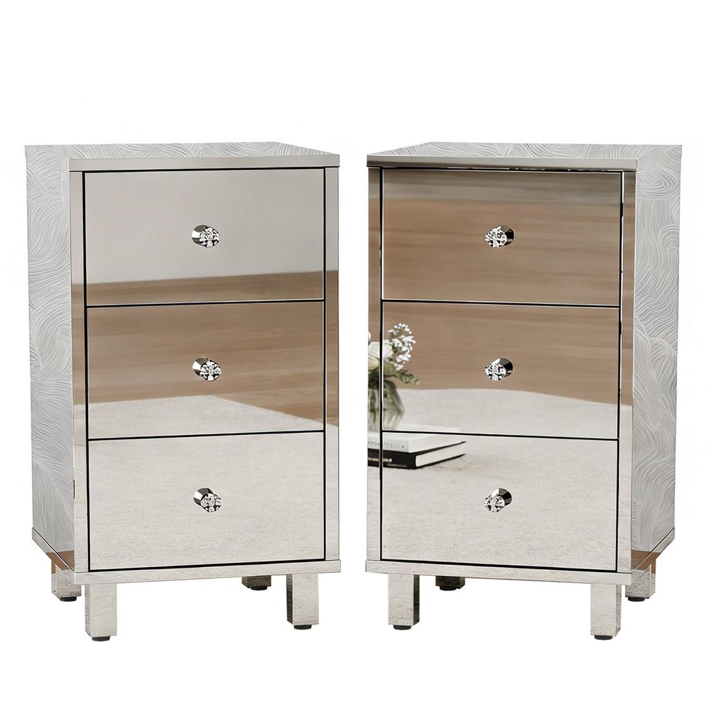 Set FCH da 2 pezzi: comodino a 3 cassetti con rivestimento Immagine del prodotto 