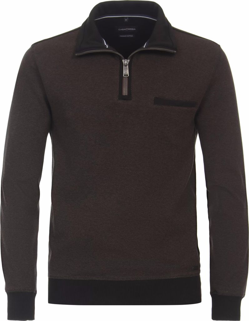 CASAMODA Herren Sweat-Troyer Zipper Regular Baumwolle Braun L