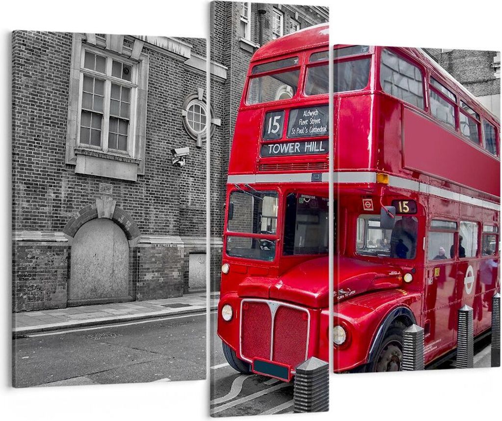 Bild auf Leinwand - Leinwandbild - Bus Denkmal London Geschichte - 95x80cm - Wand Bild - Wanddeko - Leinwanddruck - Bilder - Kunstdruck - Wanddekor...