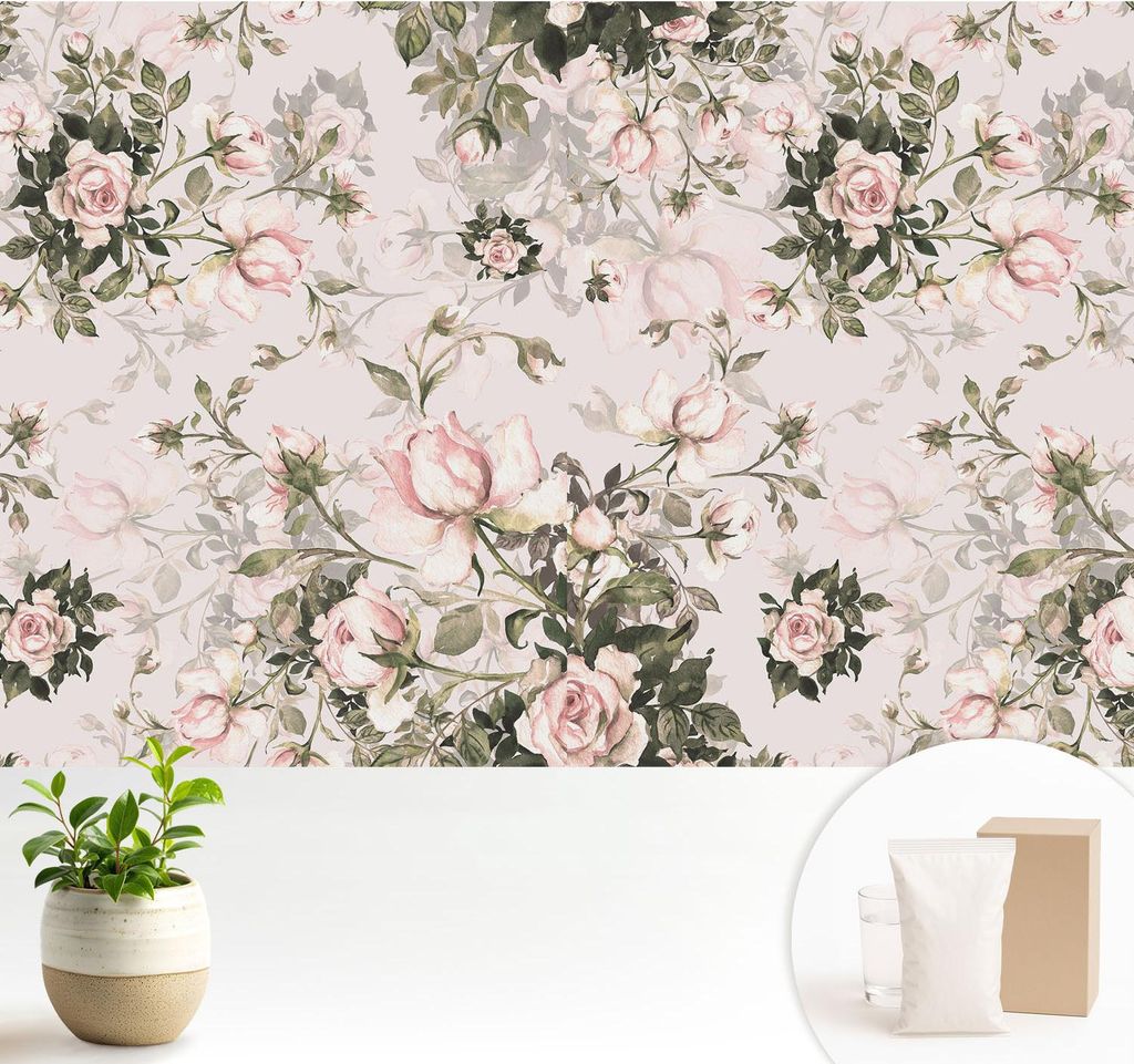 Fototapete - 104x70 cm - Tapete - Wandtapete - Wandbilder - Dekofolie - Tapete Folie - Wand - Dekoration - Wohnzimmer - Blumenmuster