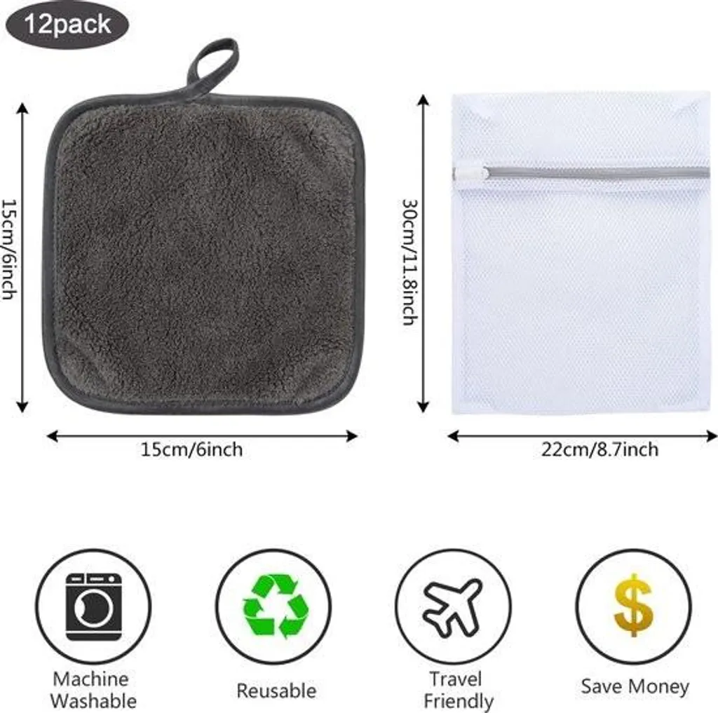 Lingette visage ultra douce en microfibre - Qualité pro absorbante 15cm - 2