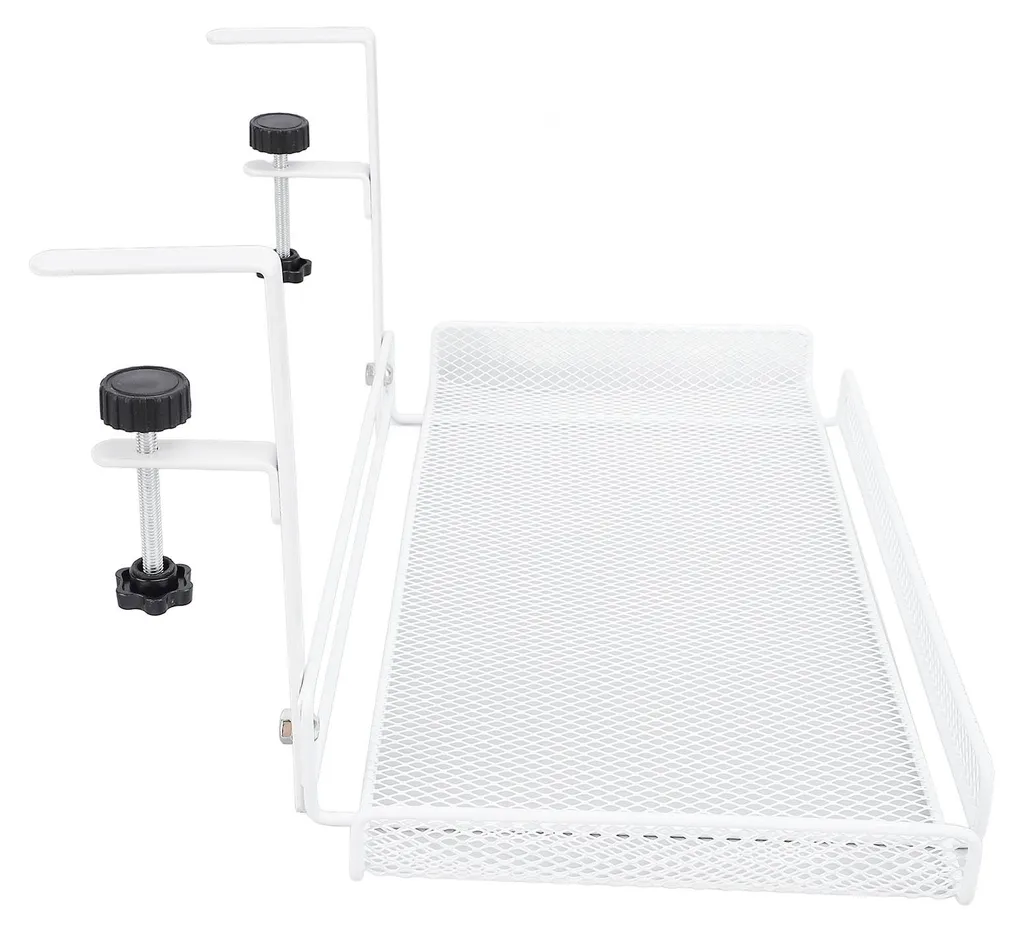 Gestionnaire de câbles à pince blanc pour bureau avec support router - 5
