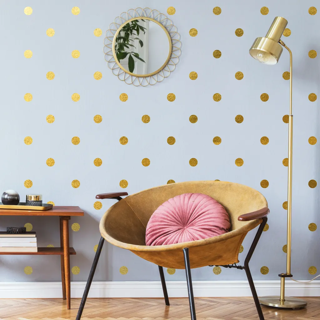 Stickers Muraux Confetti Or Réutilisables Déco Murale sans Résidus