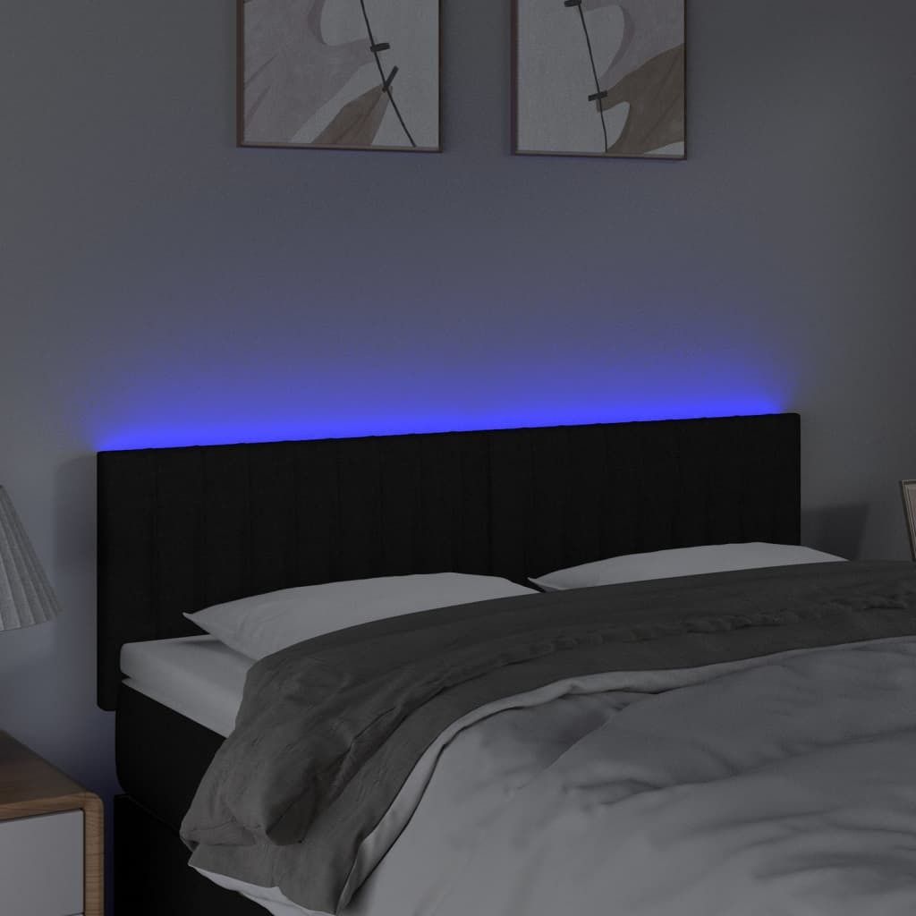 "2026 Promotion" LED Kopfteil - fürs Schlafzimmer - Schwarz 144x5x78/88 cm Stoff - Bettkopfteil CC5825