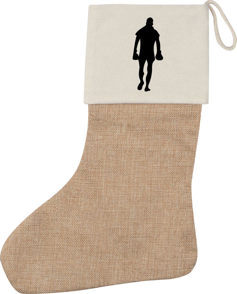 Huuraa Weihnachtsstrumpf Boxer Silhouette Beige Jute Kaminstrumpf Geschenkidee