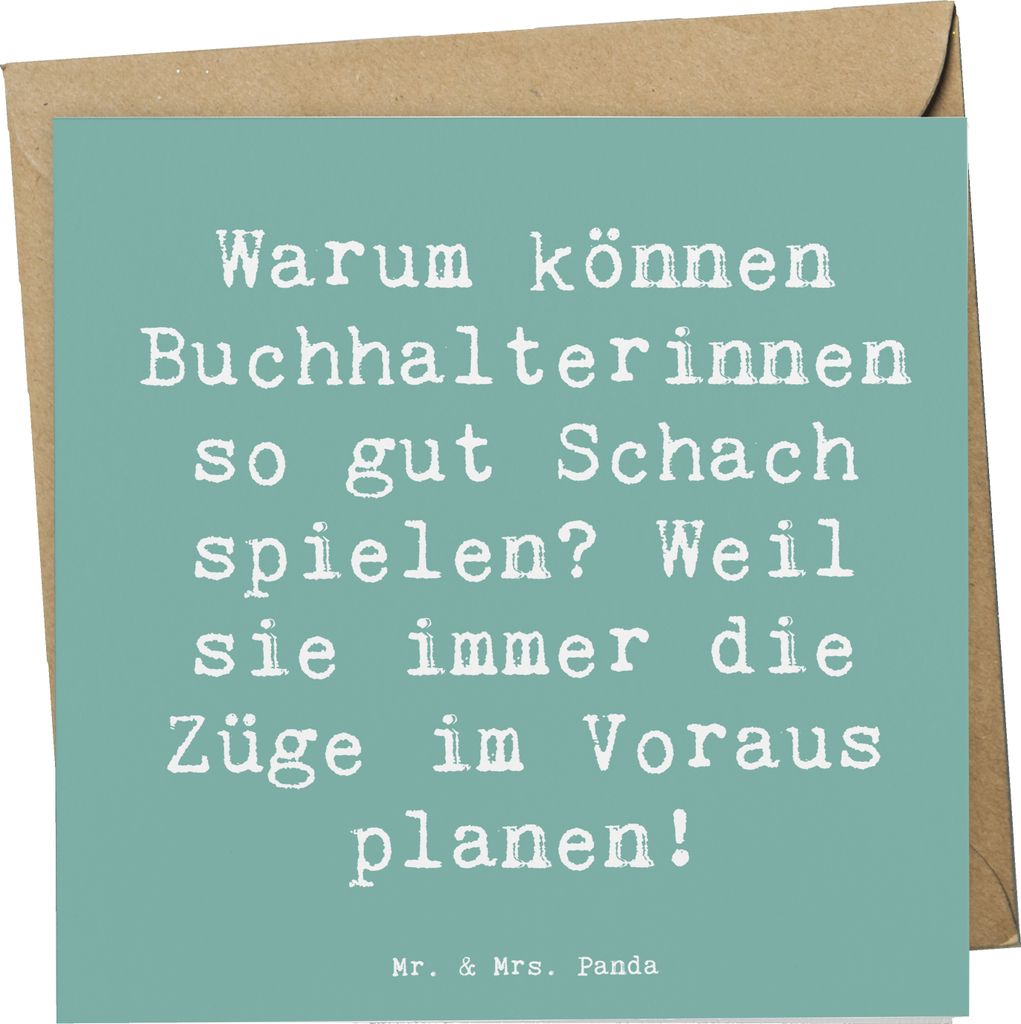 Mr. & Mrs. Panda Grußkarte Spruch Buchhalterin Schachmeisterin - Meeresbrise - Geschenk, anlasskarte, faltkarte, Ordnung, Kontoauszüge, Planung, ...