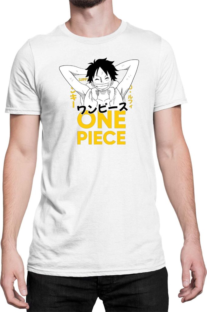 Herren T-Shirt Japan Anime Manga One Manga Piece Anime Luffy 03 Smile, Man XL / Weiß