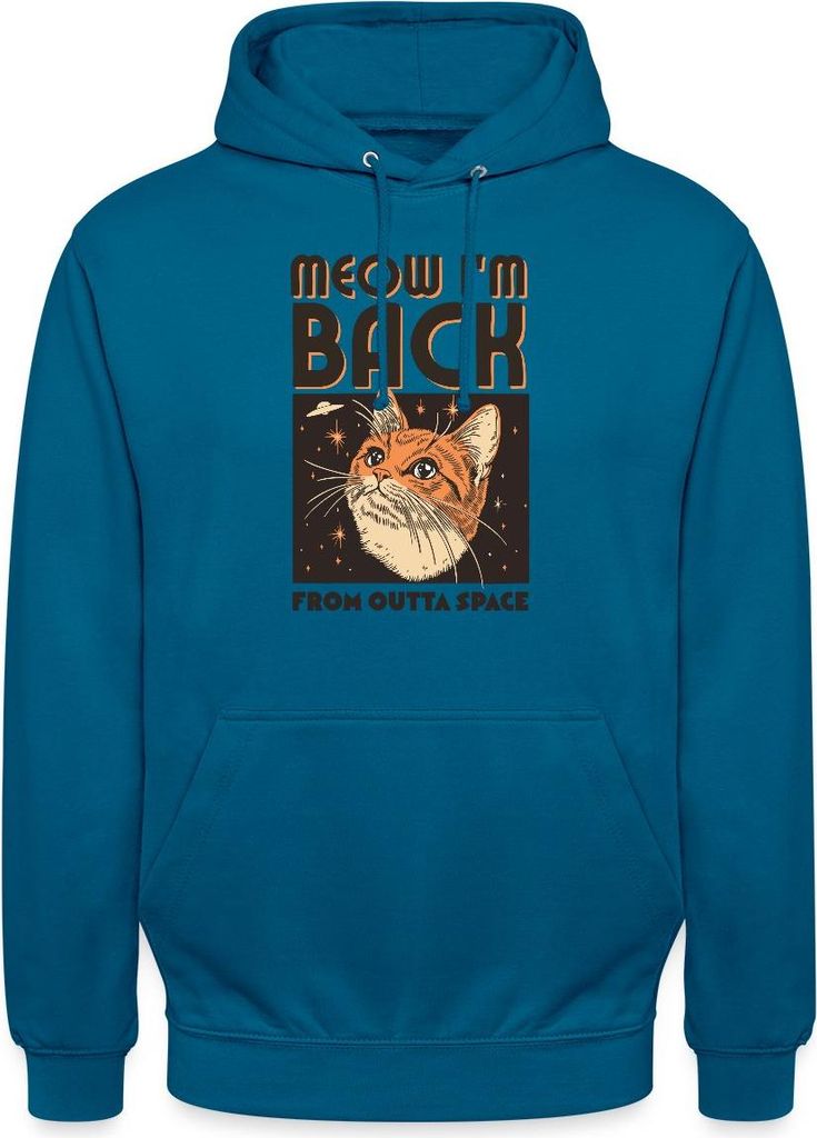 Spreadshirt Lustiges Weltraum Katzen Motiv Uni Hoodie, XL, Tiefseeblau