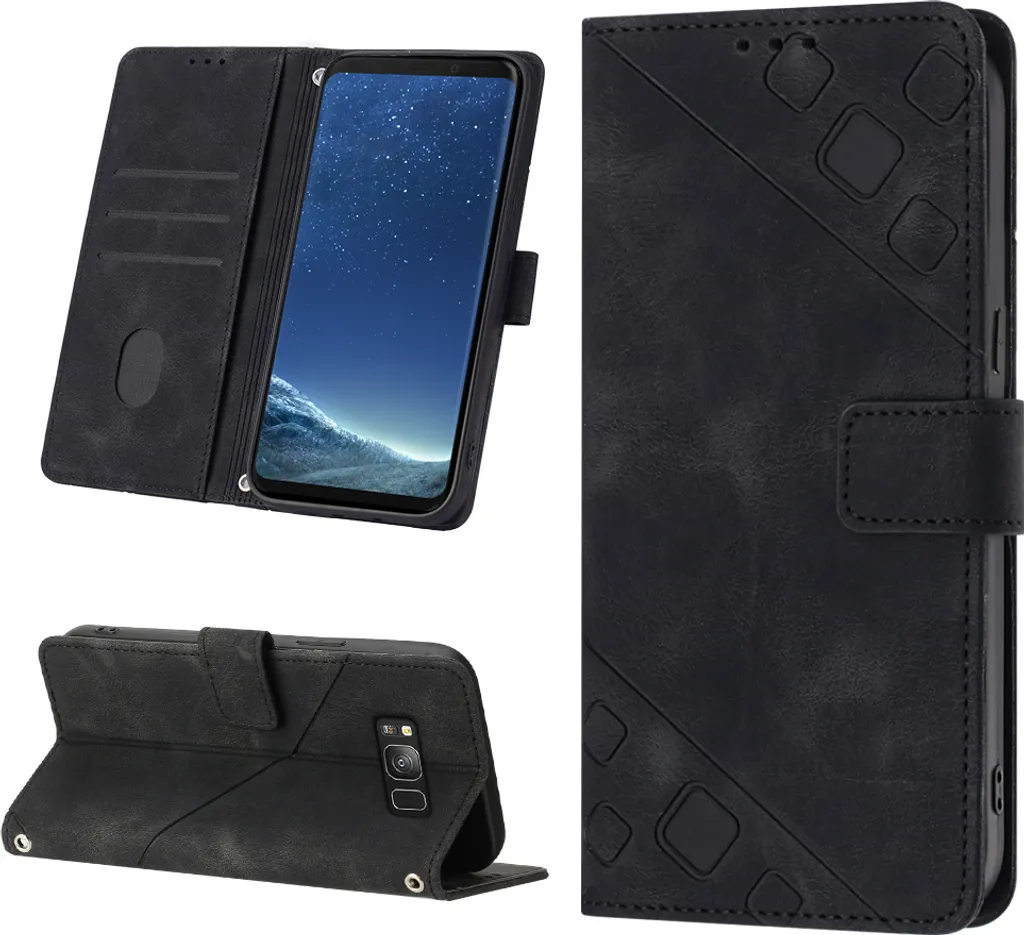 Cover Samsung Galaxy S8 Plus Pelle Nera Flip Case Business Look