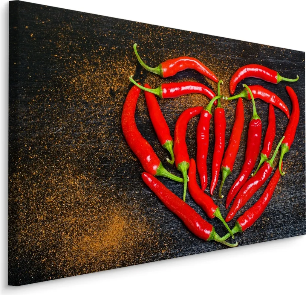 Tela Canapa 120x80 XXL Peperoncino Cuore | Arredo Cucina Artistico