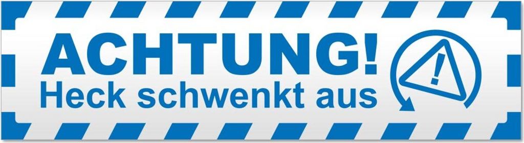 Achtung Heck schwenkt gestreift Magnetschild Schild magnetisch