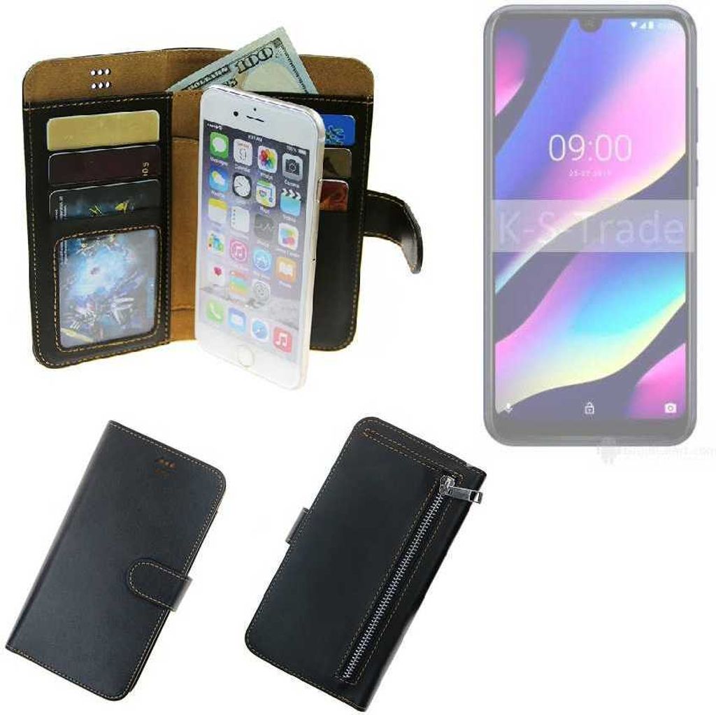 K-S-Trade Schutz Hülle kompatibel mit Wiko View 3 Lite Klapphülle Case Phone cover Slim Handytasche Handy Hülle schwarz aus Kunstleder (1 Stk)