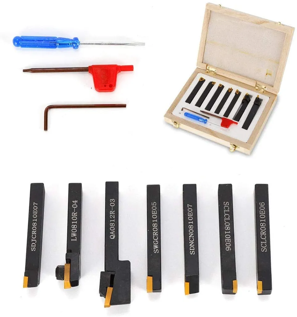 Burins de tournage en acier robuste 8mm avec inserts carbure interchangeables - 2