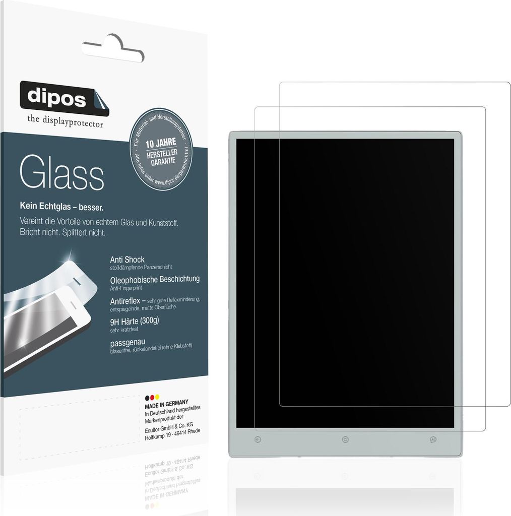 2x Schutzfolie für Viwoods AIPaper Carta matt - Anti-Shock 9H Folie dipos Glass Kunststoffglas