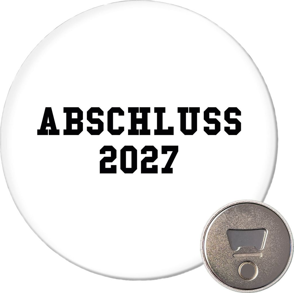 Huuraa Magnet Abschluss 2027 Schulabschluss 59mm Kühlschrankmagnet rund Flaschenöffner Geschenkidee