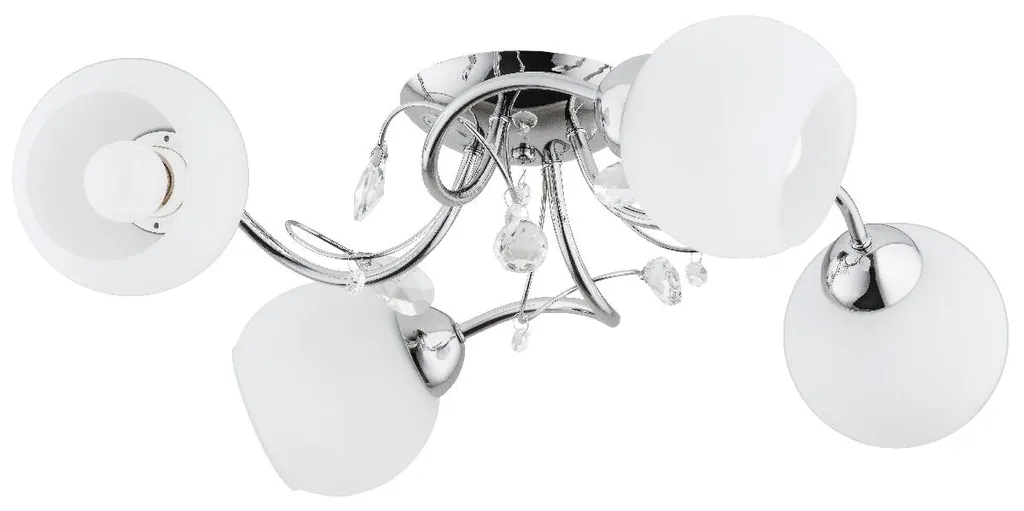 Plafonnier Livia Alfa chromé et verre blanc 4xE27 50cm design élégant