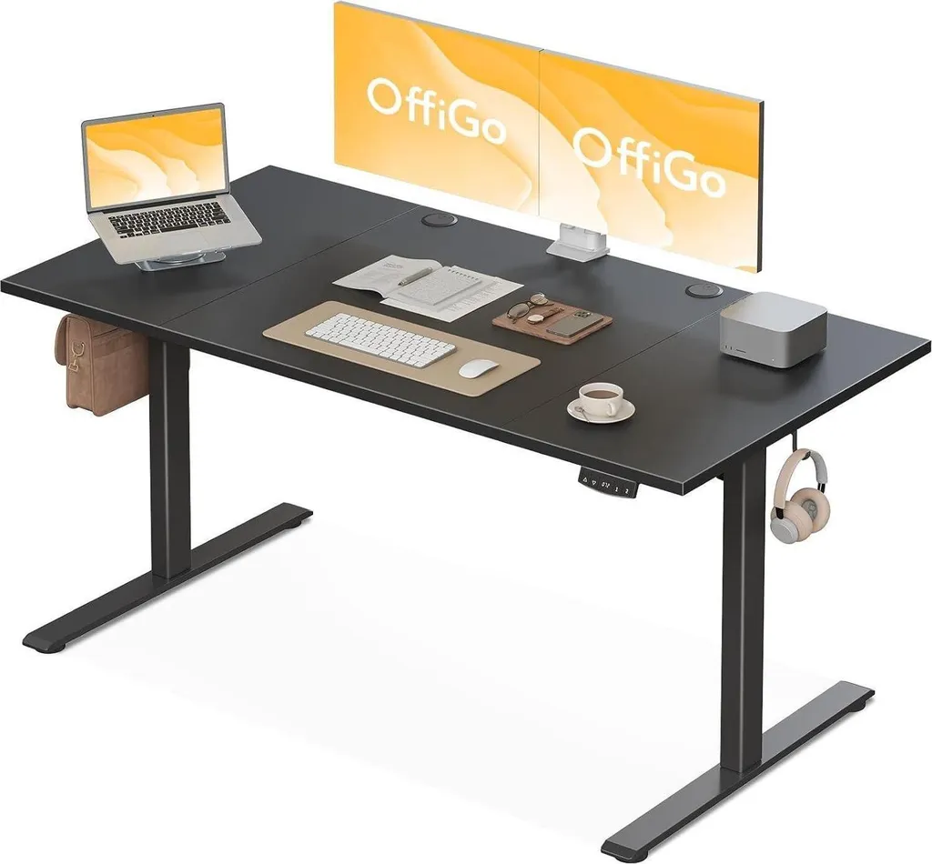 Bureau de gaming électrique 160 cm ergonomique pour setup gamer noir