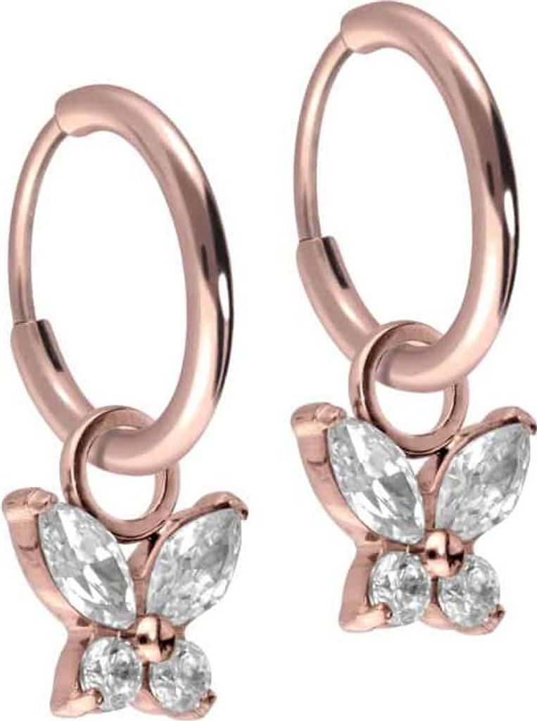 Titan Ohrclicker Creolen KRISTALLSCHMETTERLING RoséGold Innendurchmesser: 10mm + Designstärke: 1,6mm