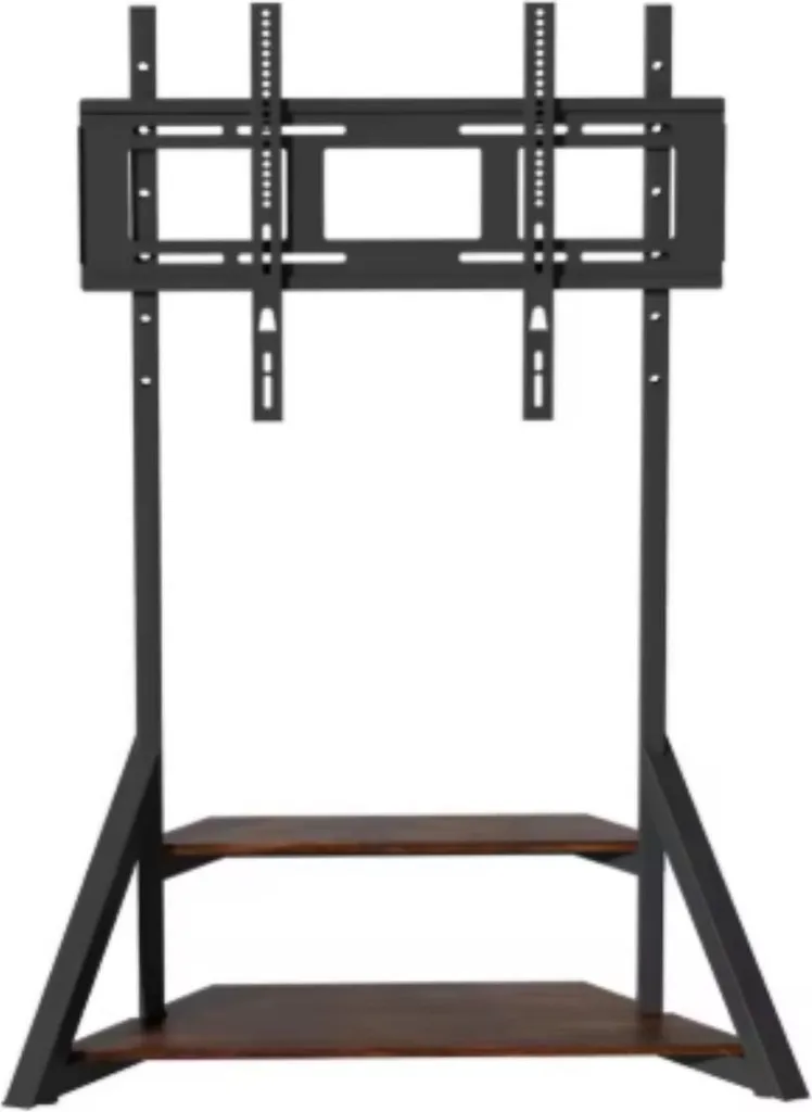 Meuble TV colonne avec support orientable et tablettes pour grand écran