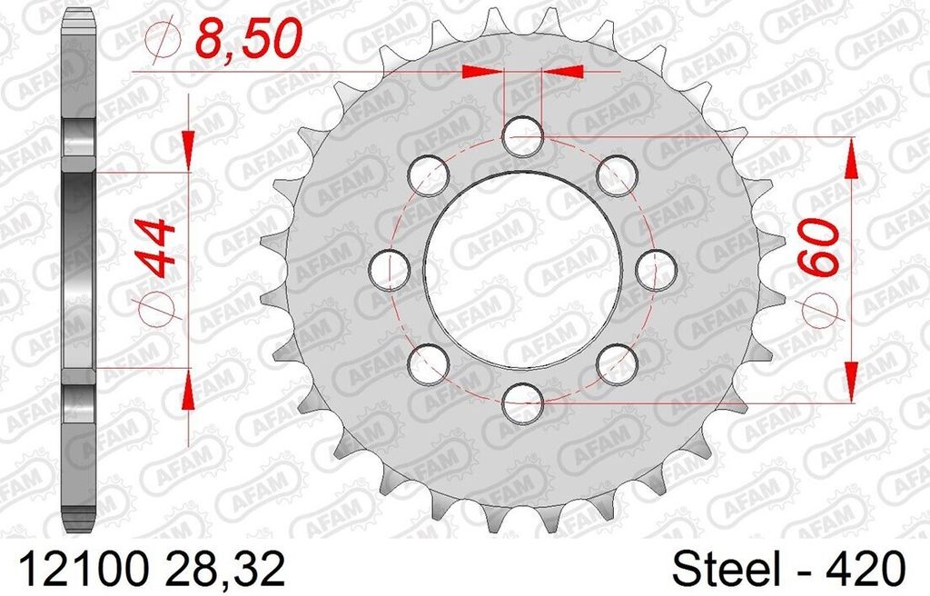 AFAM Standard Stahlritzel hinten 12100 - 420
