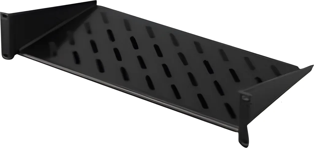 Support Fixe 2U pour Baie Réseau Rittal T250mm 25kg Noir RAL 9005