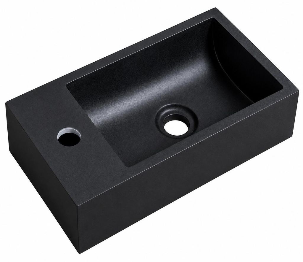 Waschbecken Angela 40 x 22 cm - Schwarz - Waschbecken für Produktbild 