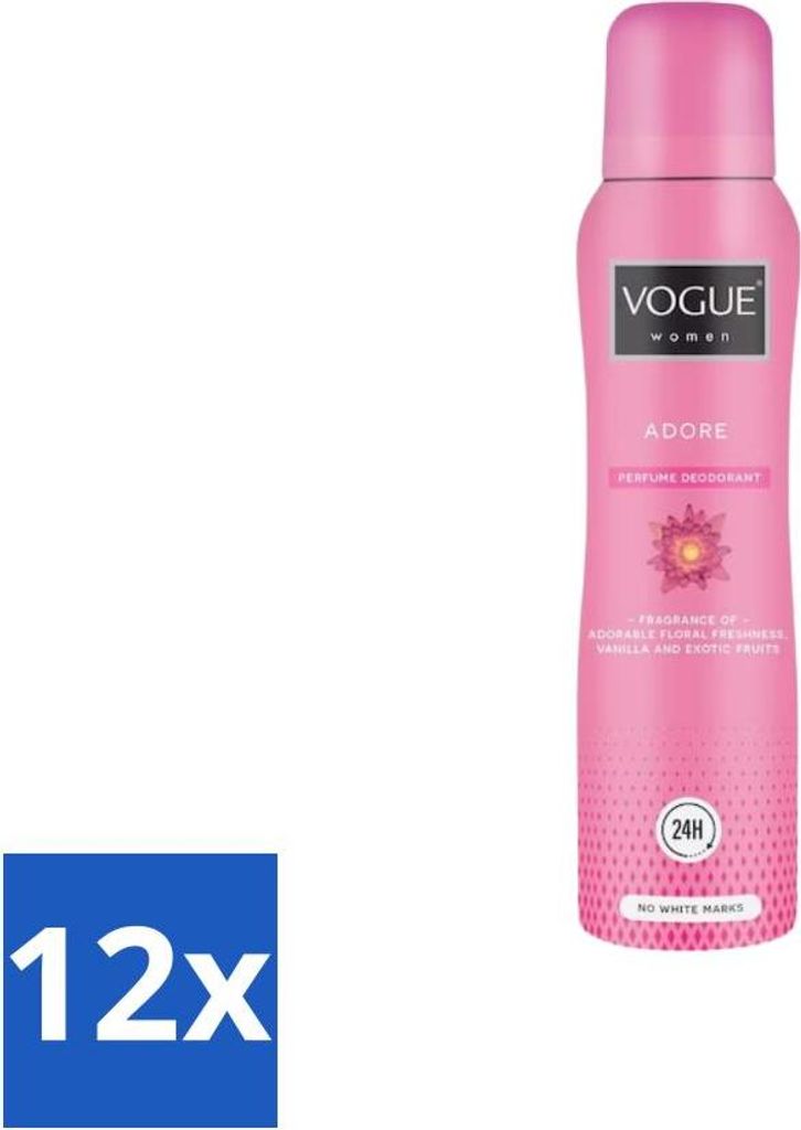 Vogue Adore Parfüm Deodorant 150 ml - Vorteilspack - 12 Stücke