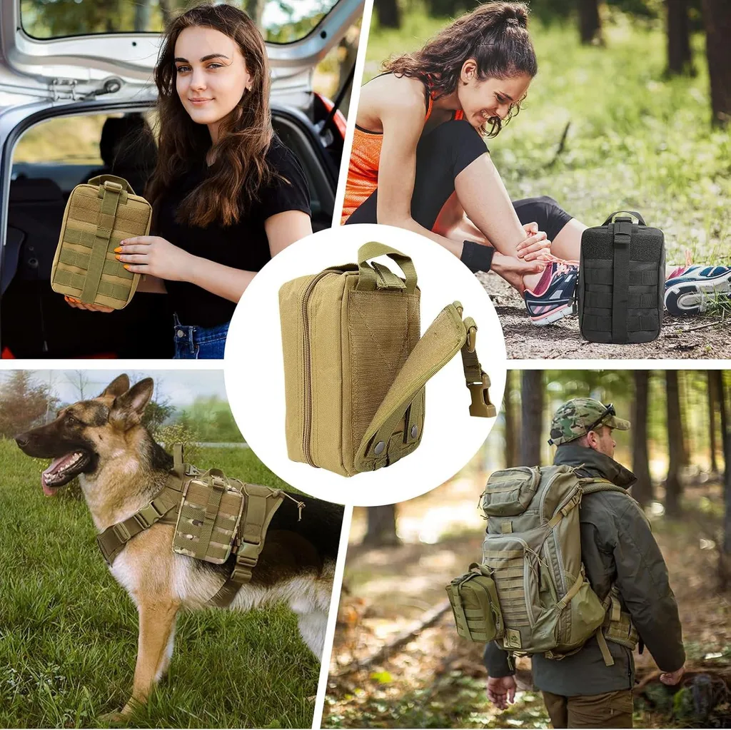 Kit médical tactique militaire en nylon robuste - Sac d'urgence gris