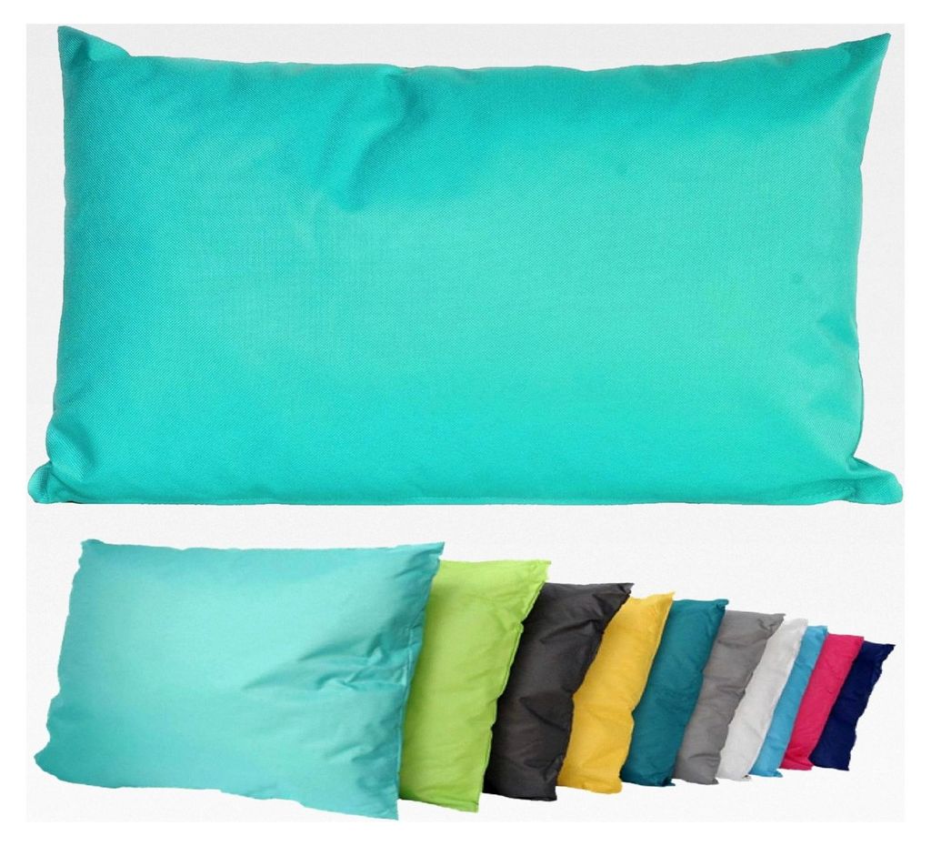 Outdoor Lounge Kissen 30x50cm Dekokissen inkl. Füllung wasserfest Sitzkissen Gartenstuhl Lotus Effekt, Farbe: Aqua