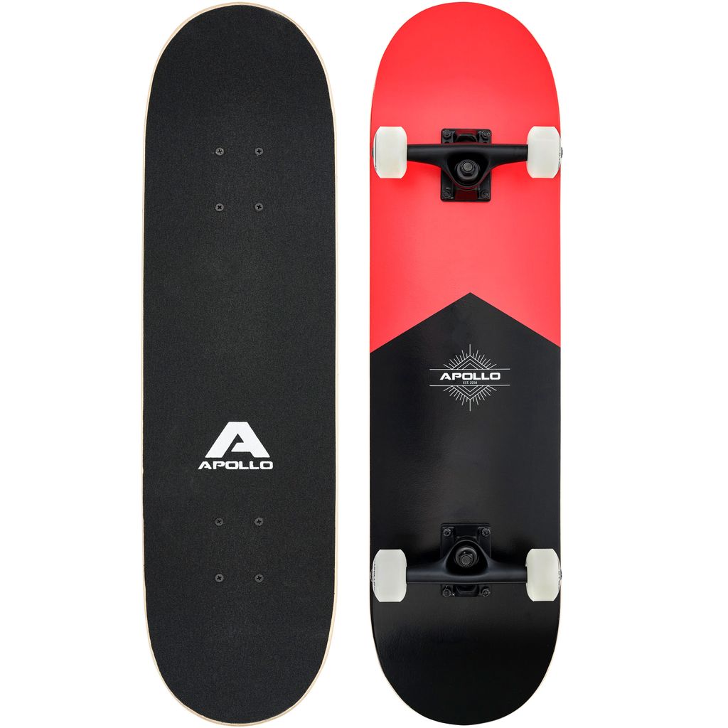Apollo Skateboard | Cooles Kinder Skateboard und Profi Skateboard Erwachsene in Einem | 7-lagiges Skateboard Deck, trendig, Medium Concave, ABEC-7 Kugellager | Top Fahreigenschaften bei jedem Style - Red
