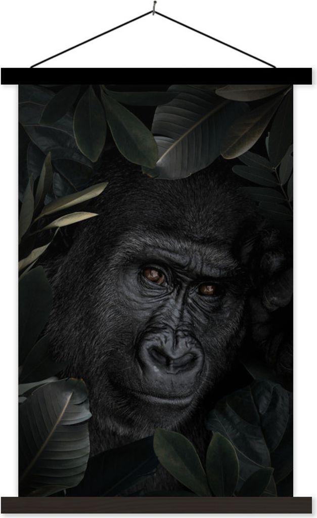 MuchoWow Textilposter Gorilla - Pflanzen - Dschungel 120x180 cm mit schwarzem Rahmen - Fotos