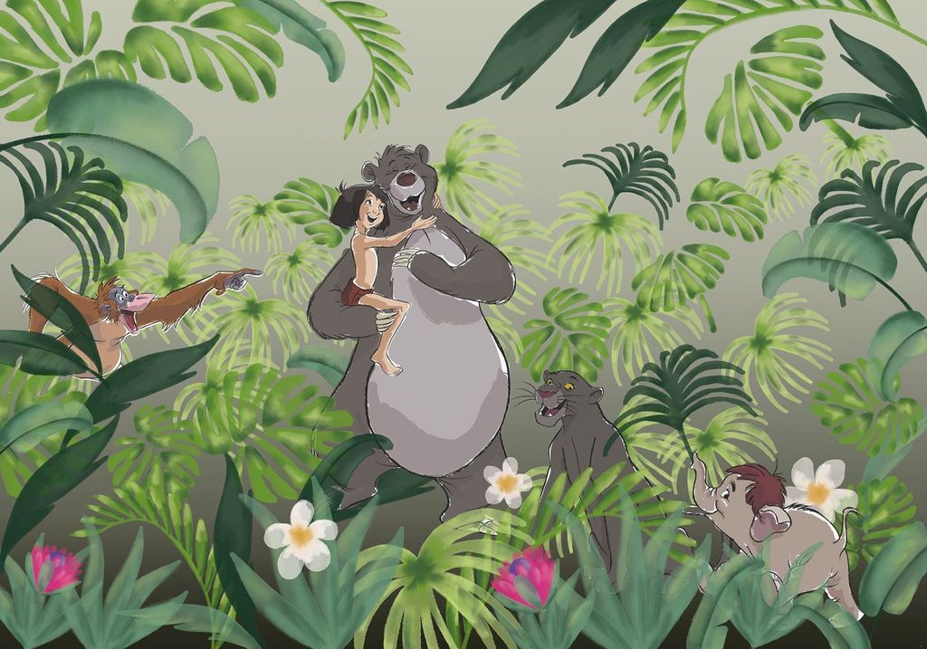 Disney Fototapete Welcome To the Jungle Grün und Grau - 610078 - 400 x 280 cm