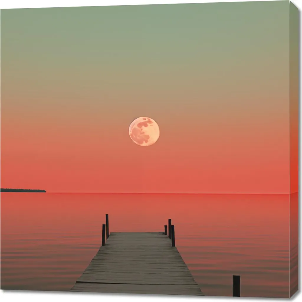 Décoration Murale Carrée 90 cm Lune sur l'Eau pour Salon Moderne