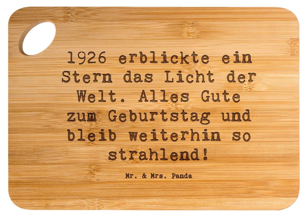 Mr. & Mrs. Panda Brett Spruch 1926 Geburtstag Stern - Transparent - Geschenk, Jubilar, Schneidebrett, Geboren am, Geburtsjahr, Küchenbrett, Vintag...