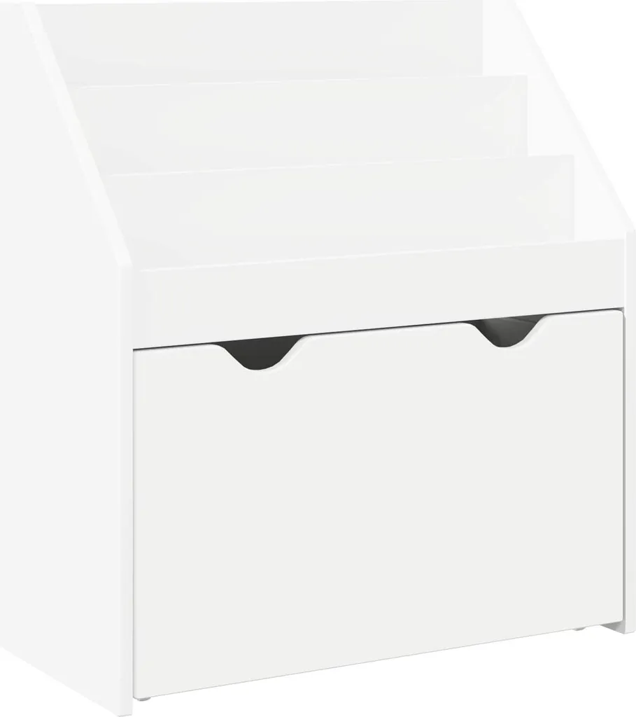 Rangement jouets et livres : Étagère blanche 60cm bois avec tiroirs