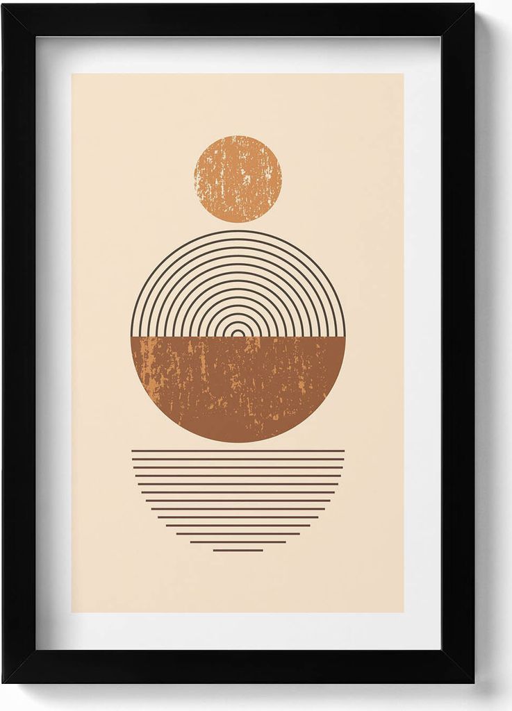 Geometrische Kunst im Boho-Stil– Wandbild mit Rahmen – Produktbild 