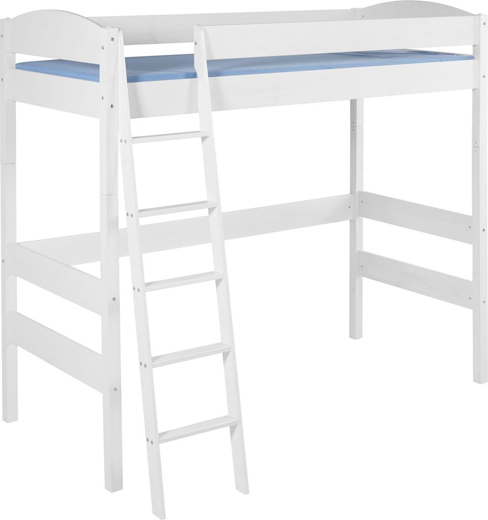 Hochbett Spielbett Bett - BENI - Komforthöhe 180 cm Kiefer Weiss