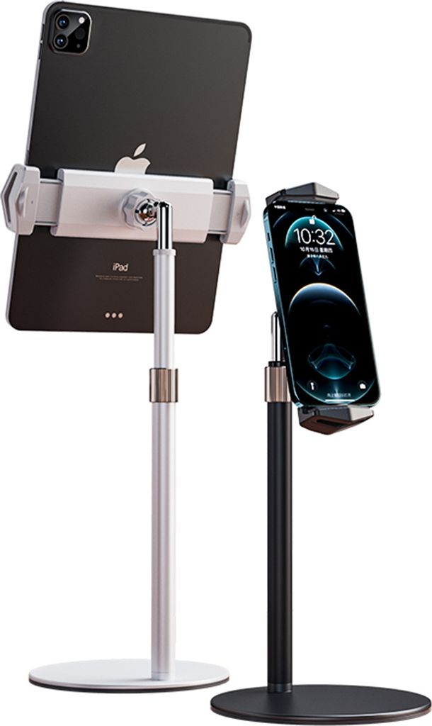 Desktop Stand Halter für Ipad Tablet Imini 360 Rotation Shoot Video Live Streaming Zoom Meeting weiß
