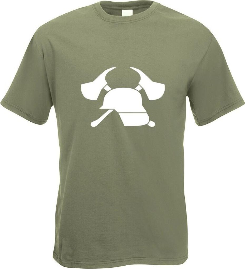 Kiwistar - T-Shirt - Olive - Feuerwehr Motiv2 Motiv Bedruckt Funshirt Design Print - mit Motiv Bedruckt - Funshirt Design - Sport - Freizeit - Herr...