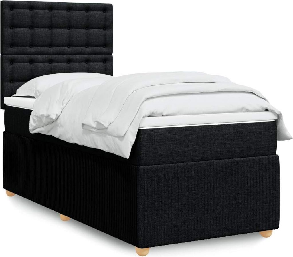 Maison Exclusive - Boxspringbett mit Matratze Schwarz 100x200 cm Stoff