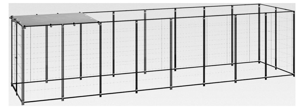 Hundezwinger Schwarz 4,84 m² Stahl, Outdoor-Hundekäfig für Garten und Terrasse