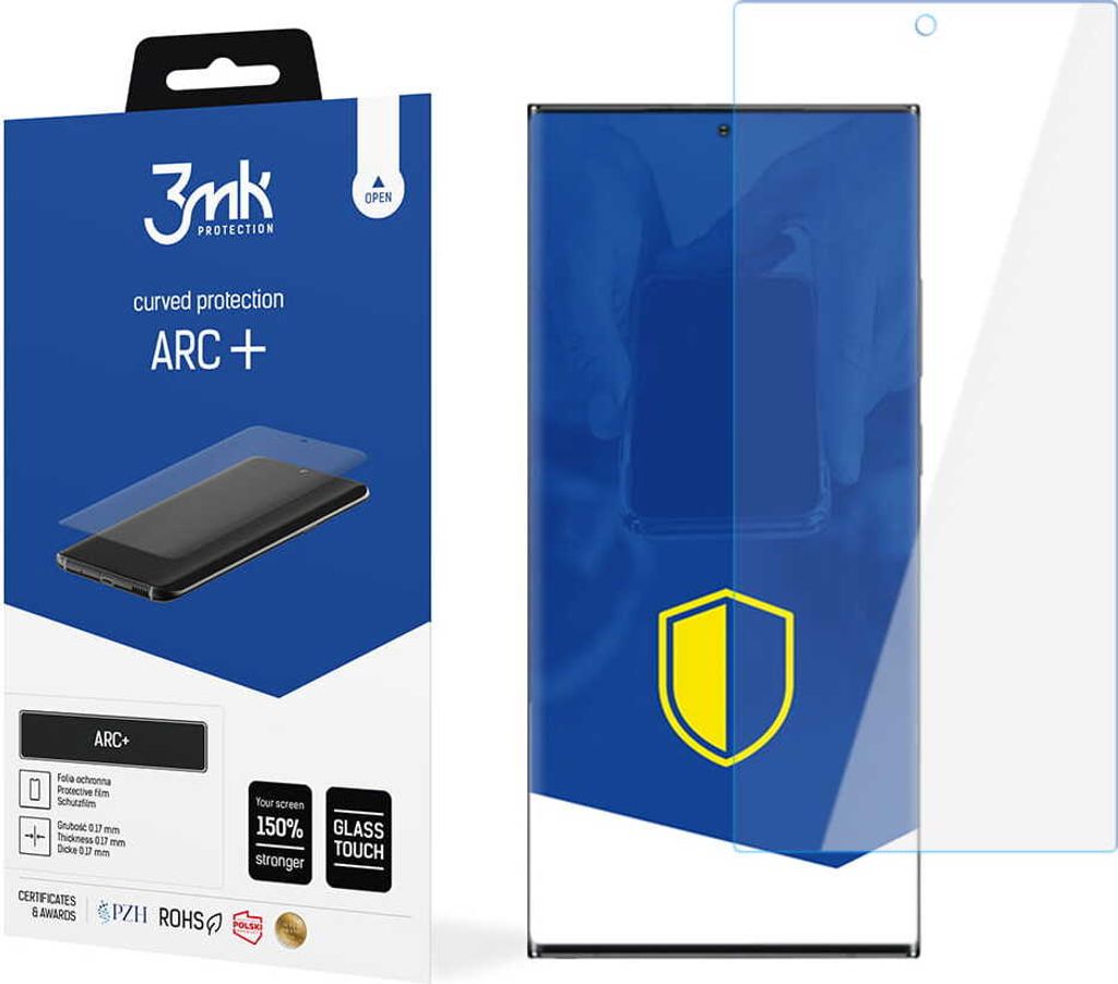 3mk Display Schutzfolie ARC+ für Samsung Galaxy S22 Ultra 5G 0,17mm Self-Heal